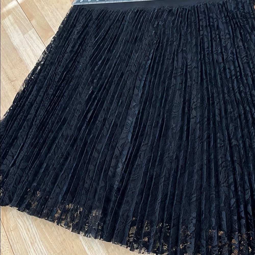 Elegant Black Lace Pleated Skirt
